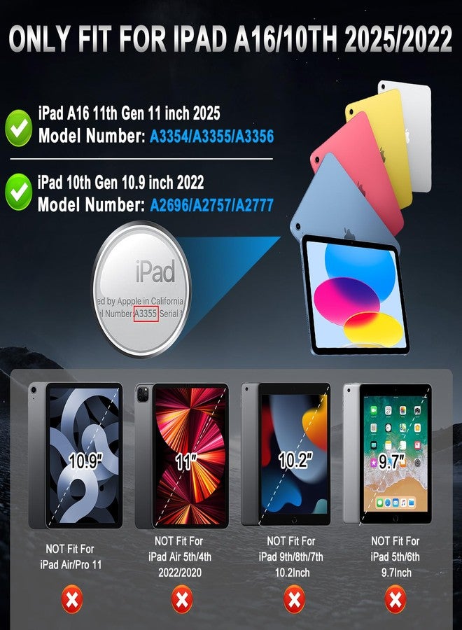 SIBEITU جراب Sibeitu لجهاز iPad A16 الجيل الحادي عشر 11 بوصة 2025 / جراب iPad الجيل العاشر 10.9 بوصة 2022، غطاء واقٍ متين شديد التحمل بمواصفات عسكرية، مزود بحامل قلم مدمج لجهاز iPad الجيل الحادي عشر/العاشر، أسود - Image 2
